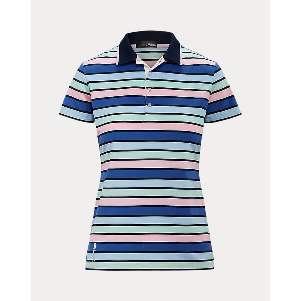 Ralph Lauren Sport Women’s XS Stripes Athletic Polo Shirt Pink Navy golf sport